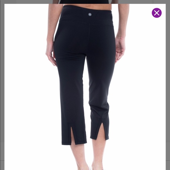 NWT Gaiam black 20” Om straight-leg capri yoga leggings - Picture 2 of 5